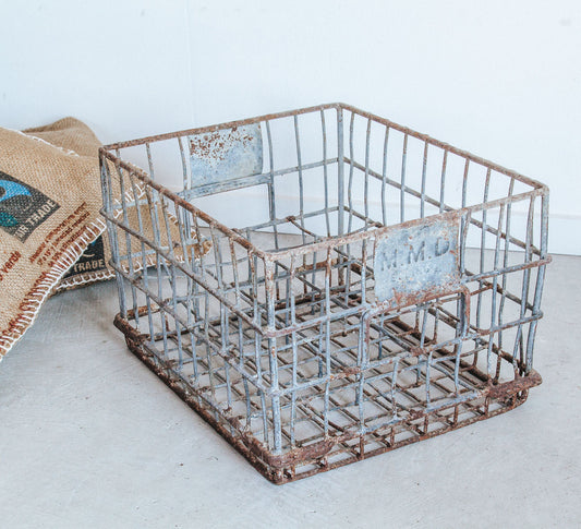 Vintage Metal Milk Crate