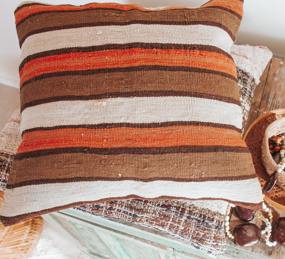 vintage boho turkish kilim cushion