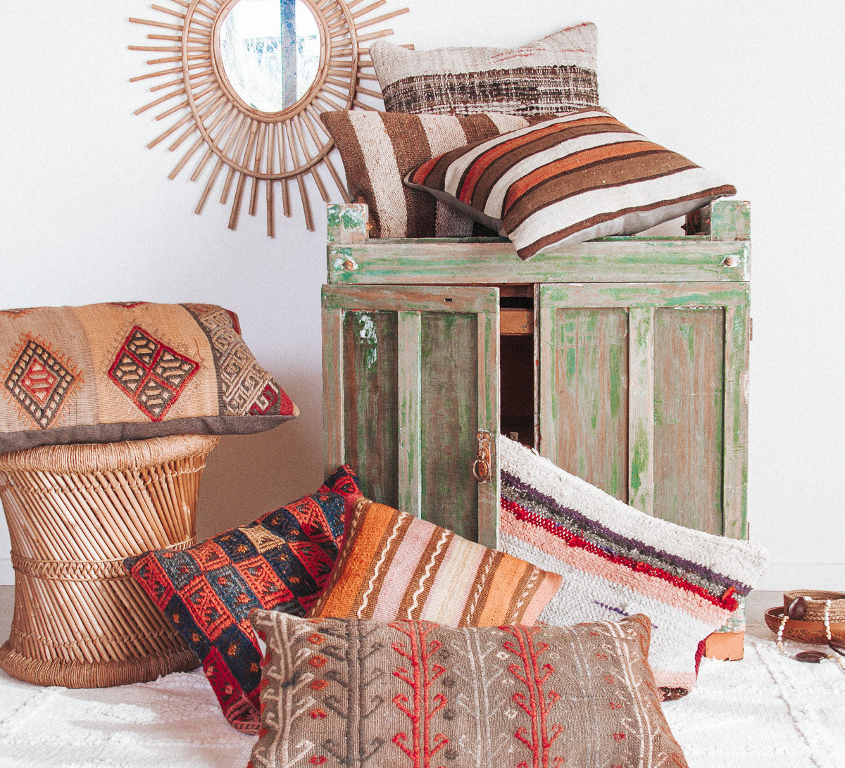 vintage boho turkish kilim cushion