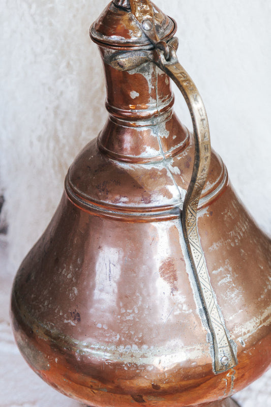 vintage boho copper metal hand beaten vessel vase