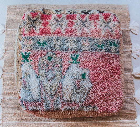 boho vintage recycled moroccan boujaad wool floor cushion