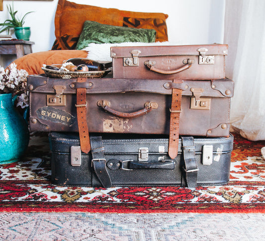 vintage retro leather boho suitcase