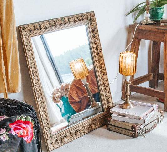 vintage boho bohemian gold ornage gilt framed mirror