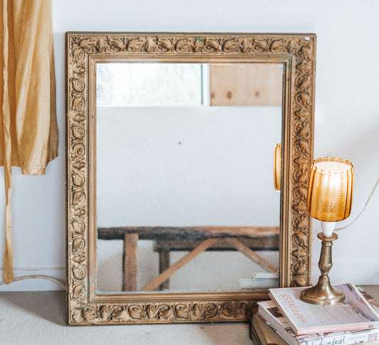 vintage boho bohemian gold ornage gilt framed mirror