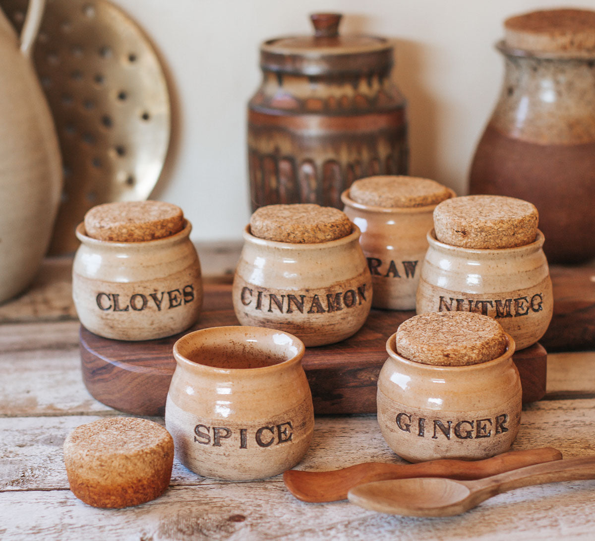 Pottery discount spice jars