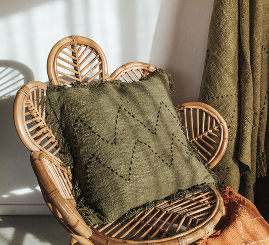 bali indonesian cotton cushion cover with tassles