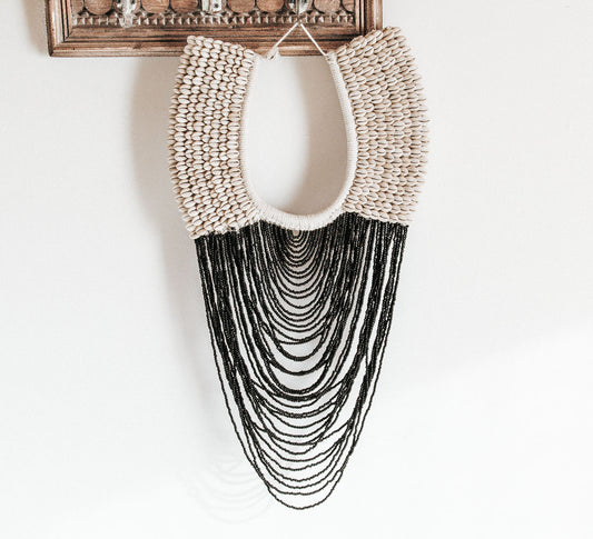 boho indonesian bali wooden papua bead necklace with shells