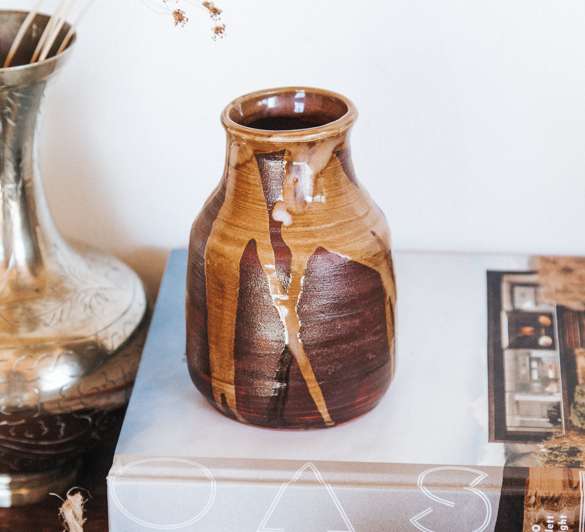 vintage boho studio pottery vase