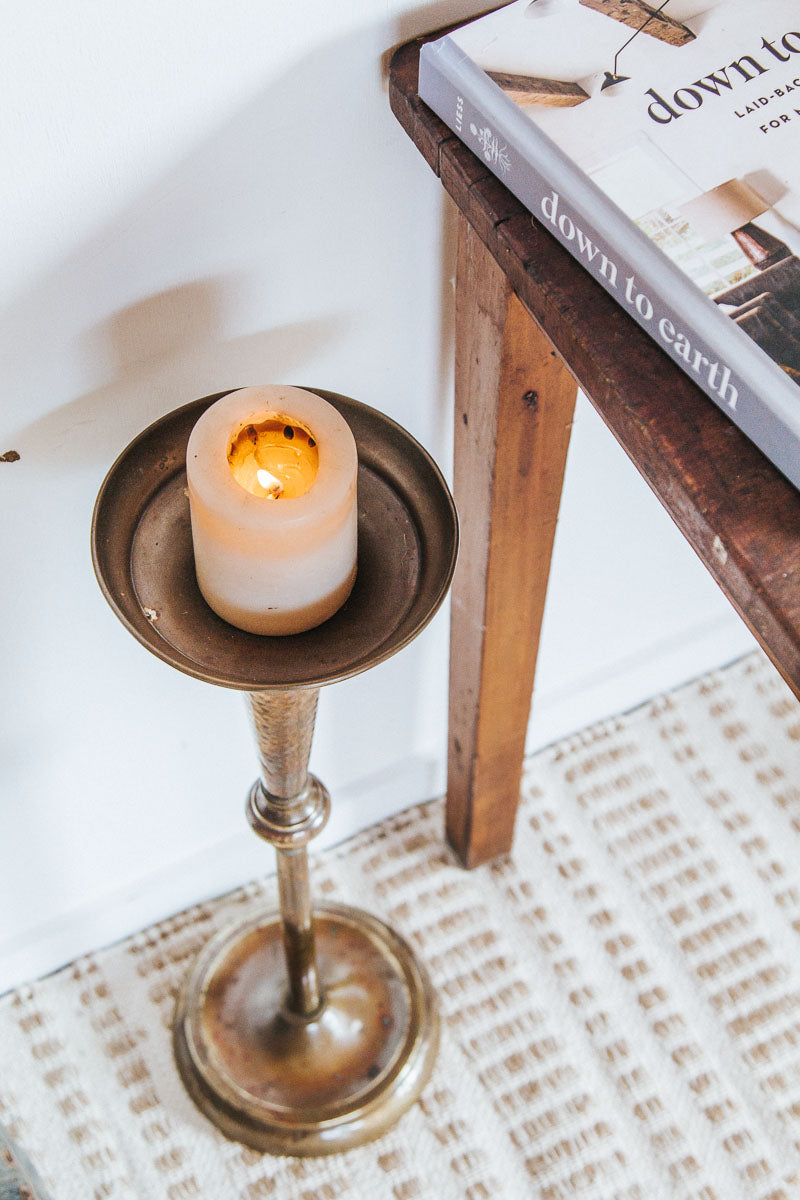vintage boho brass candle holder