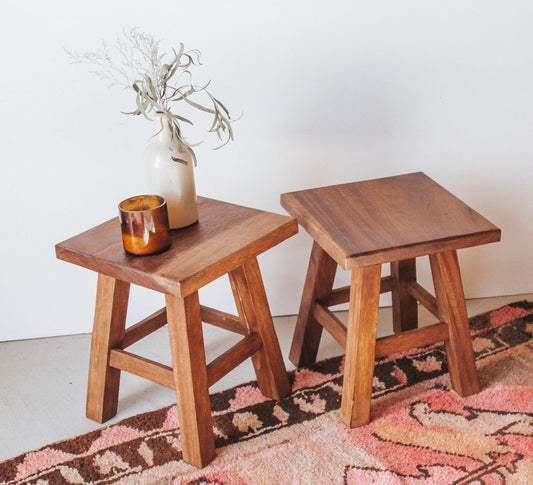 recycled teak stool  or side table boho bohemian style