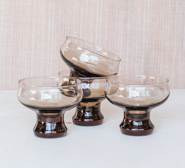 Vintage Kaaru Smoked Glasses - Set of 4