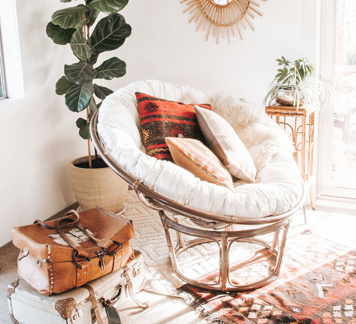 Cane Papasan Chair Dark Brown