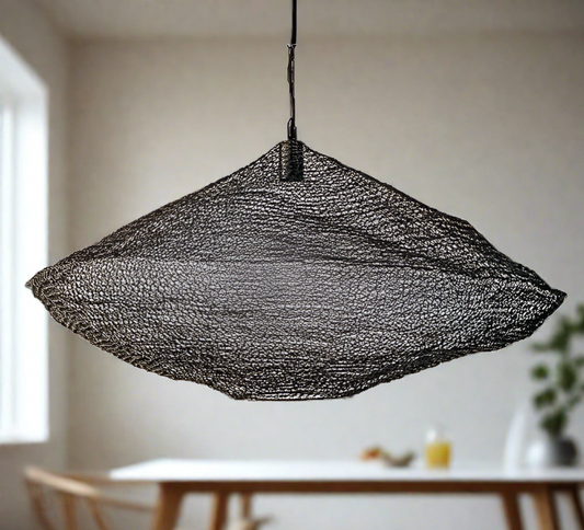 black mesh chain hanging pendant light