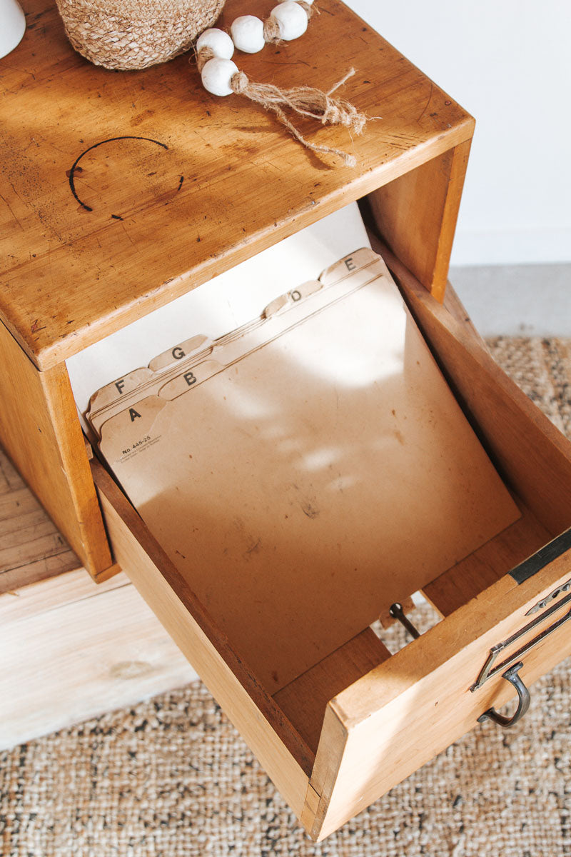 antique vintage wooden rimu filing cabinet