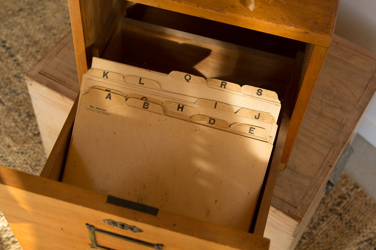 antique vintage wooden rimu filing cabinet