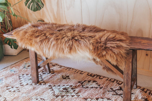 NZ long wool sheepskin karakul ginger 