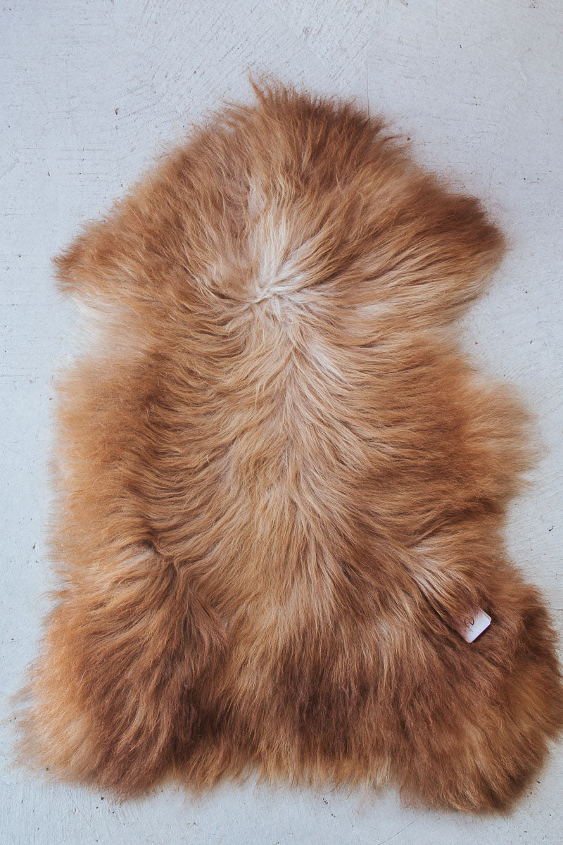 NZ long wool sheepskin karakul ginger 
