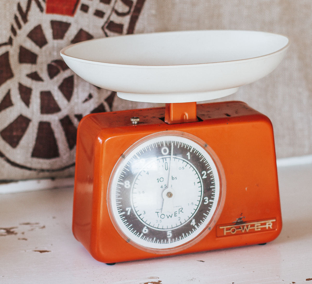 vintage retro tangerine orange tower kitchen scales