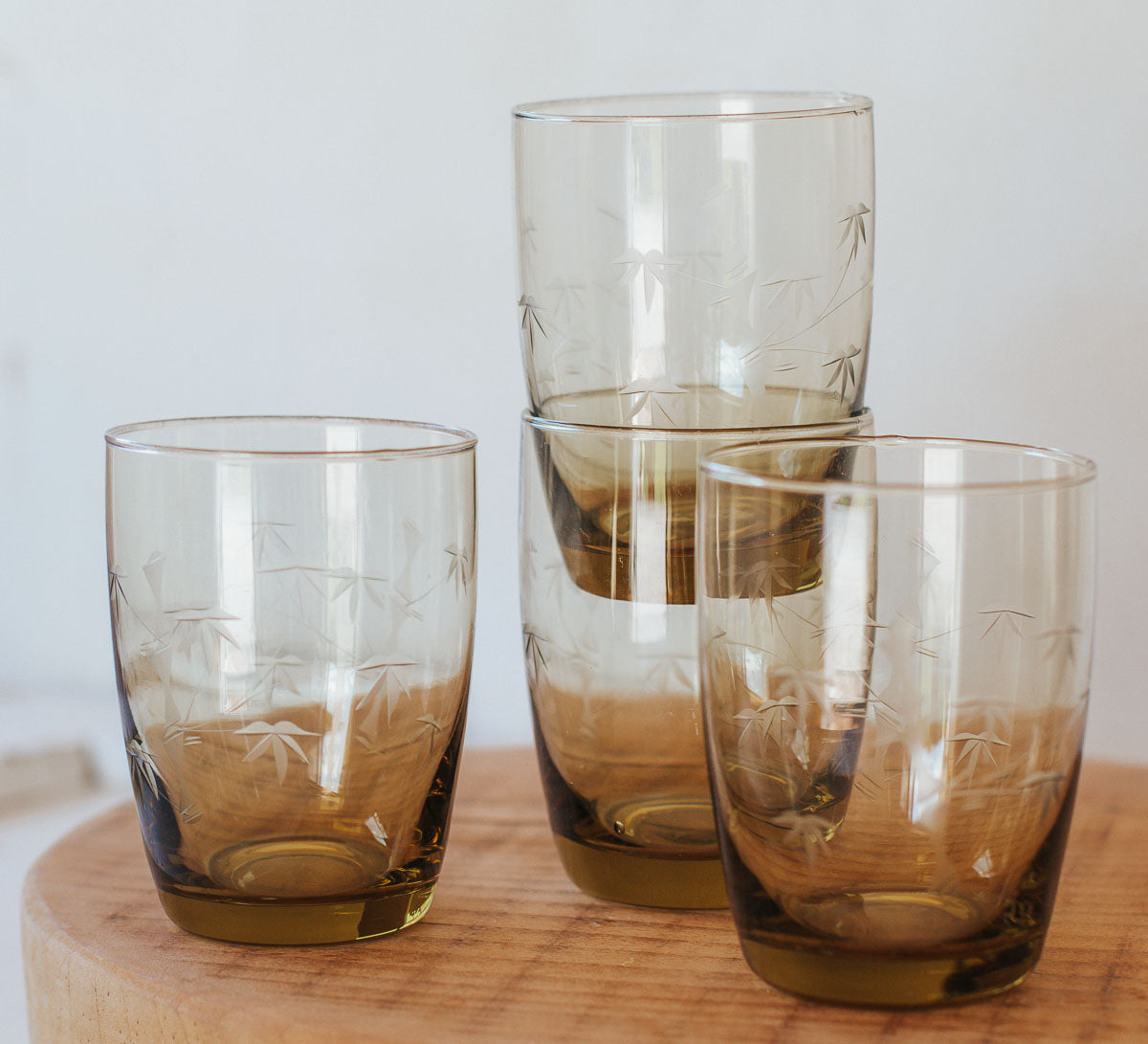 vintage etched glass tumblers