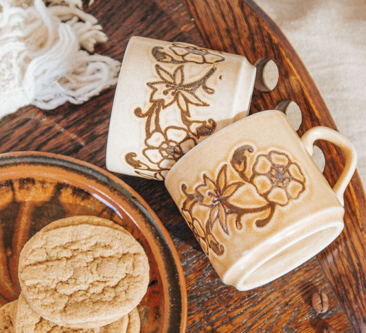 vintage boho crown lynn coffee mugs