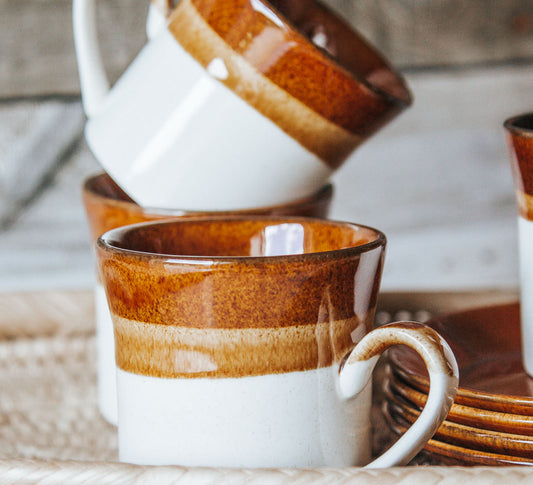 vintage retro crown lynn pioneer coffee mugs