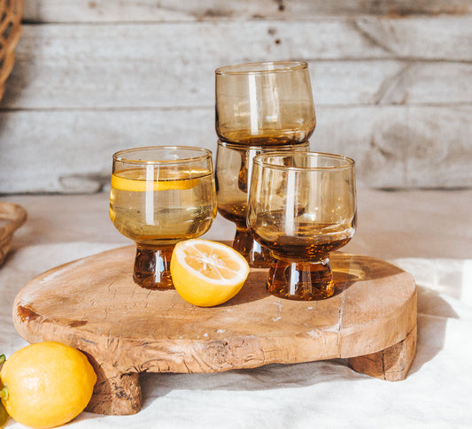 vintage boho nz crown crystal kaaru glasses in amber honey gold