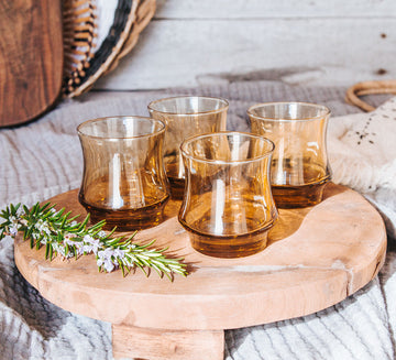 vintage boho nz crown crystal kaaru glasses in amber honey gold