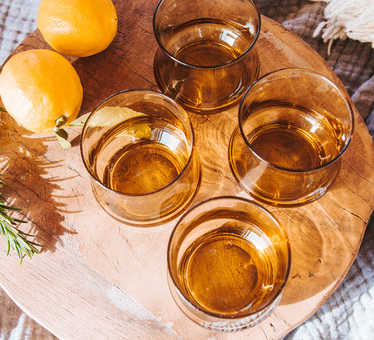 vintage boho nz crown crystal kaaru glasses in amber honey gold