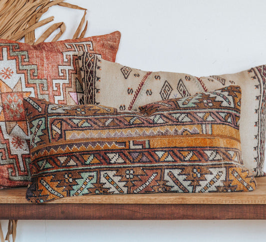vintage boho turkish kilim carpet cushion bed throw pillow