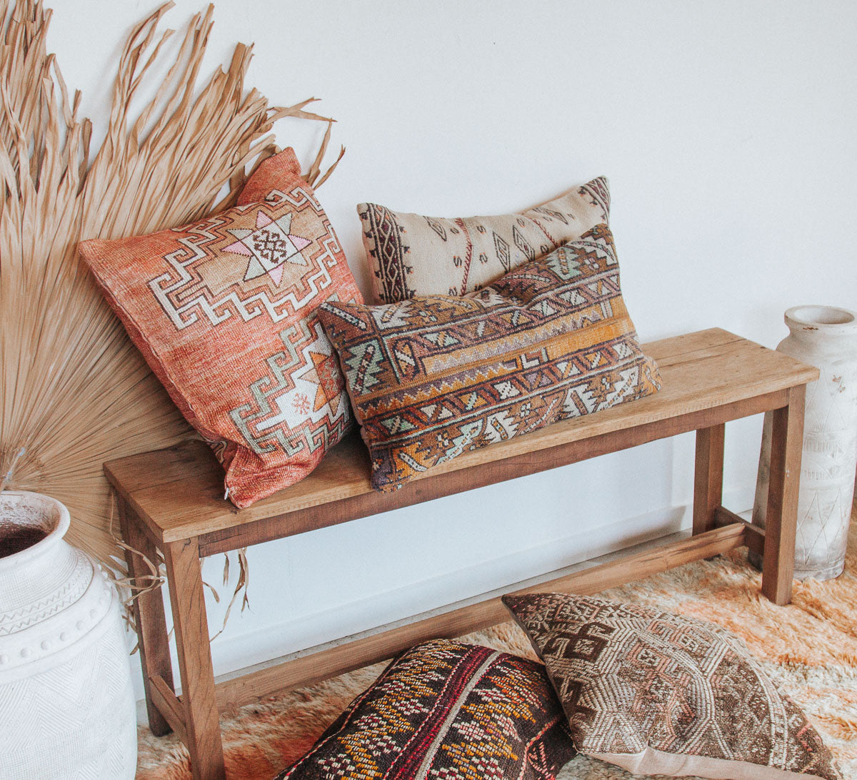 vintage boho turkish kilim carpet cushion bed throw pillow