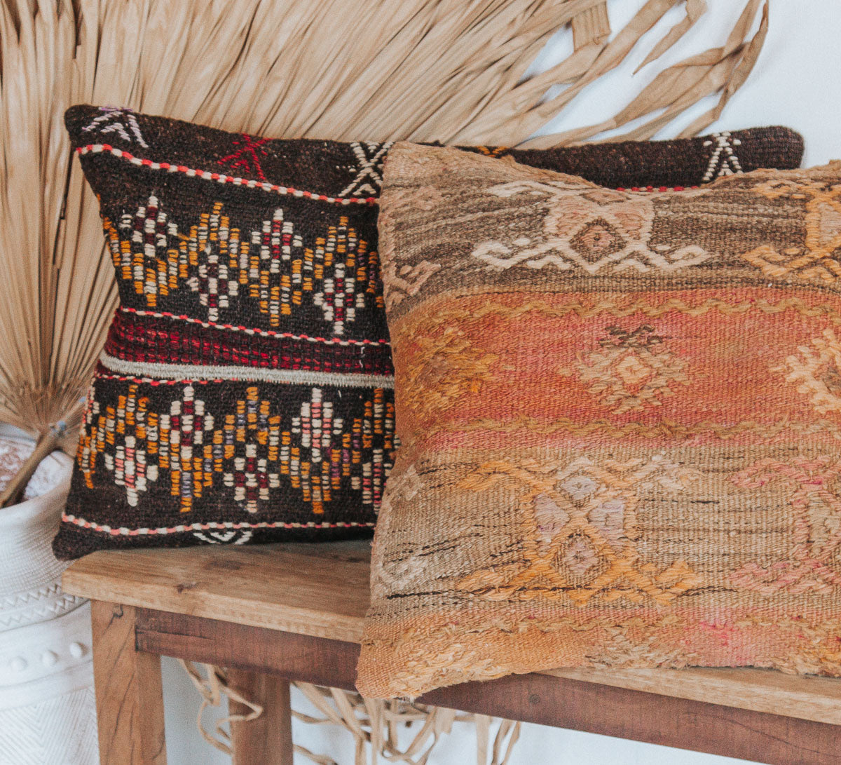 vintage boho turkish kilim carpet cushion bed throw pillow