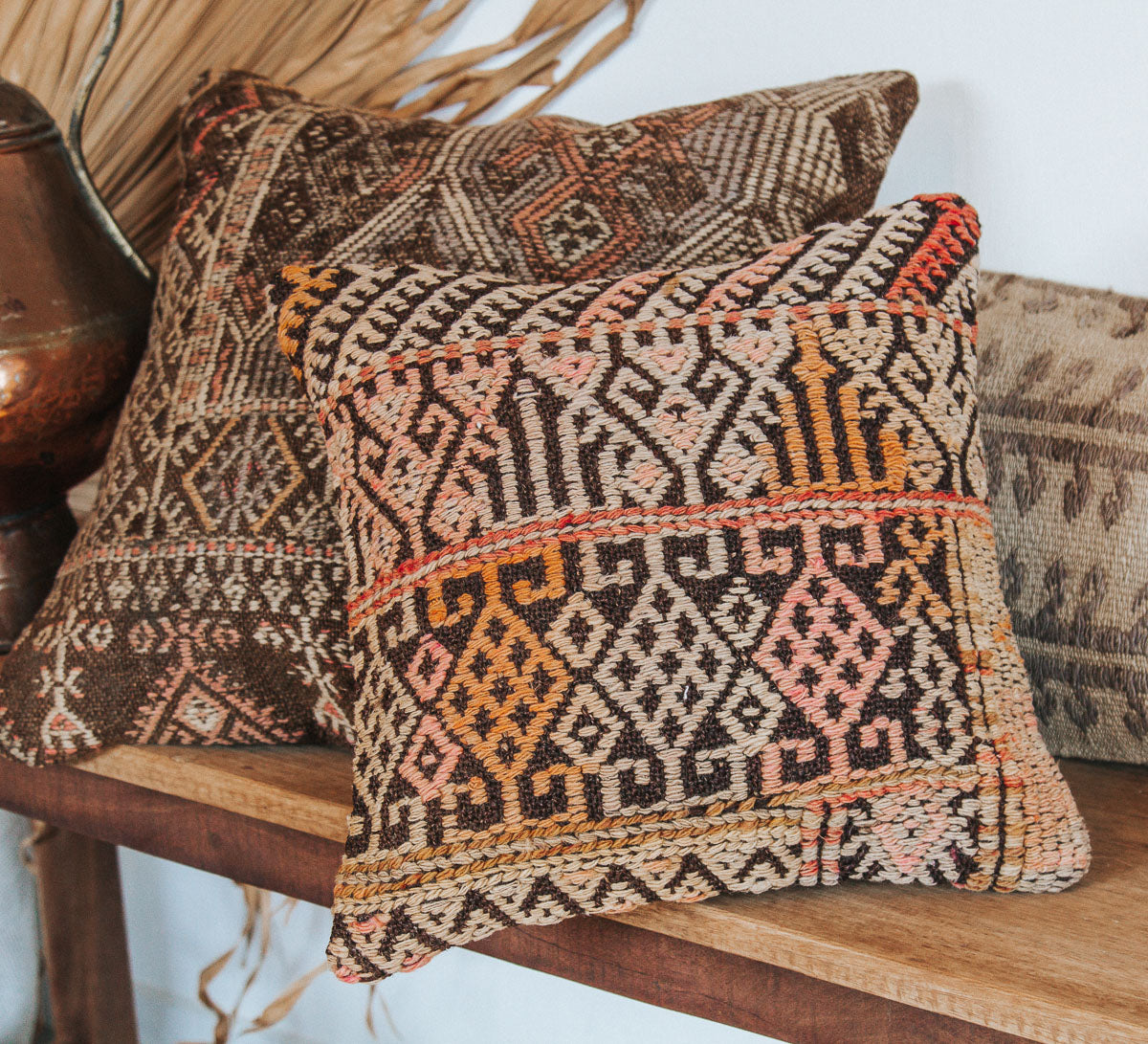 vintage boho turkish kilim carpet cushion bed throw pillow