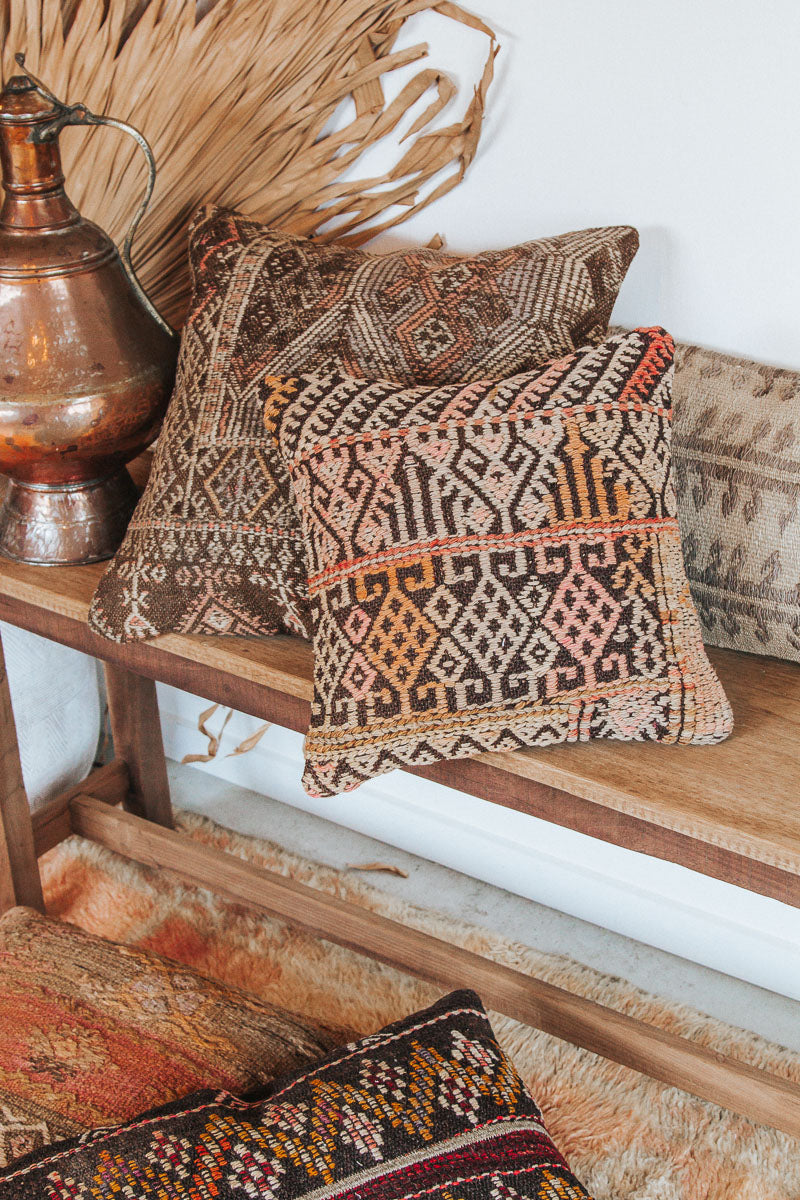 vintage boho turkish kilim carpet cushion bed throw pillow