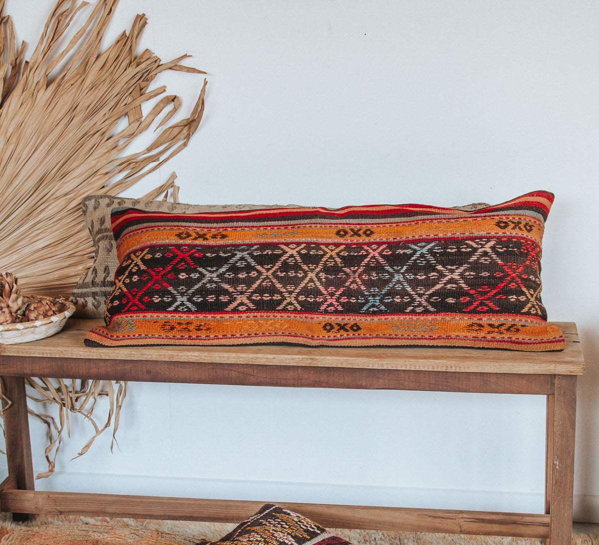 vintage boho turkish kilim carpet cushion bed throw pillow