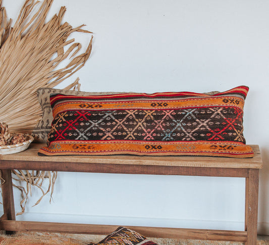 vintage boho turkish kilim carpet cushion bed throw pillow