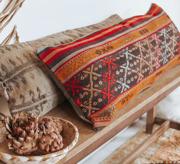 vintage boho turkish kilim carpet cushion bed throw pillow