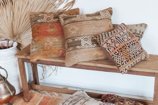 vintage boho turkish kilim carpet cushion bed throw pillow