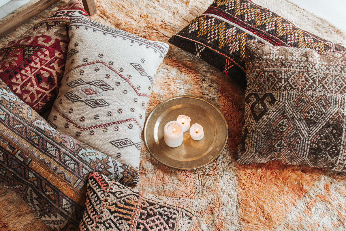 vintage boho turkish kilim couch bed cushion pillow