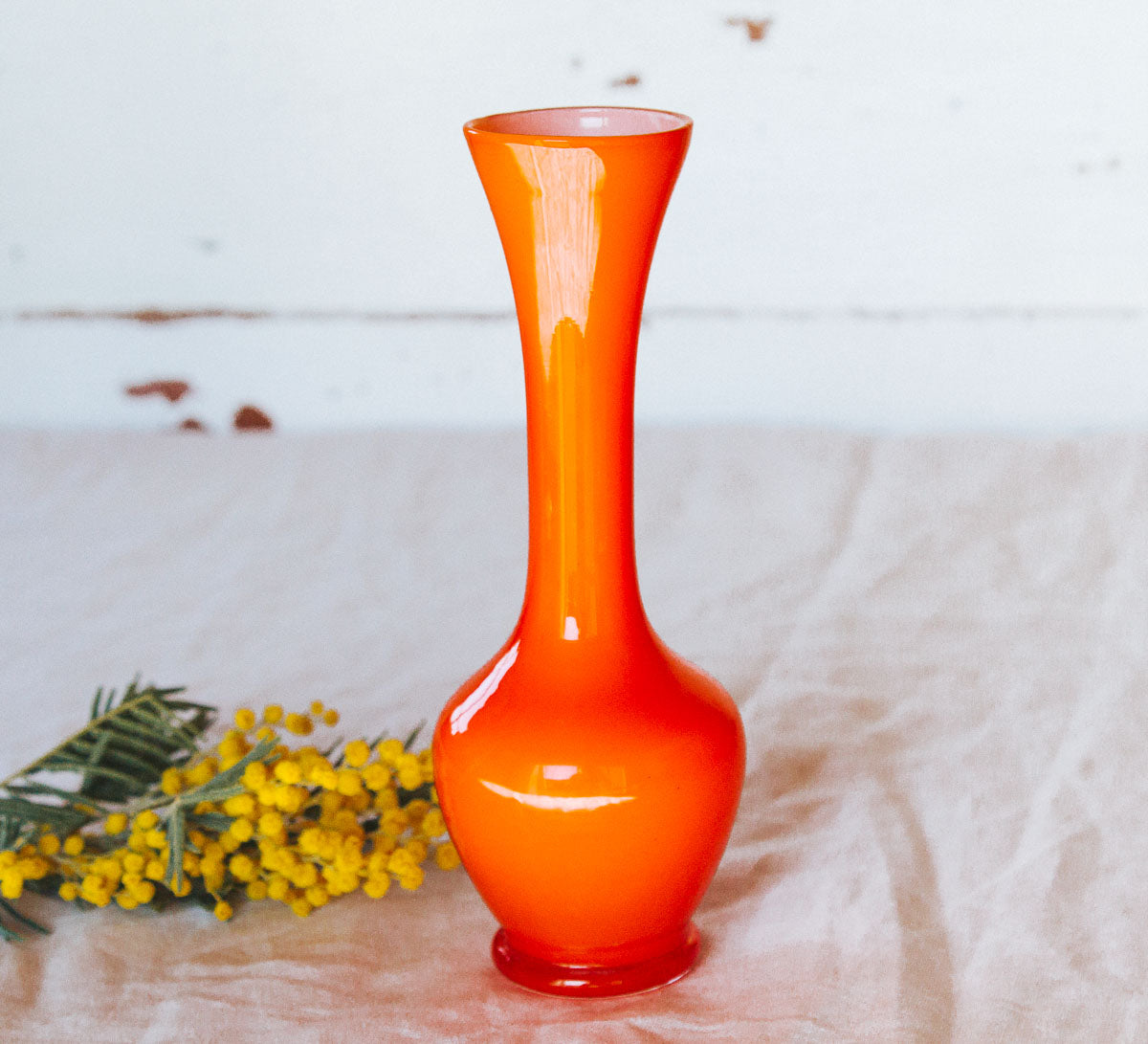 vintage boho cased glass vase in orange