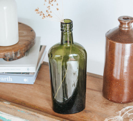 Vintage Green Glass Bottle
