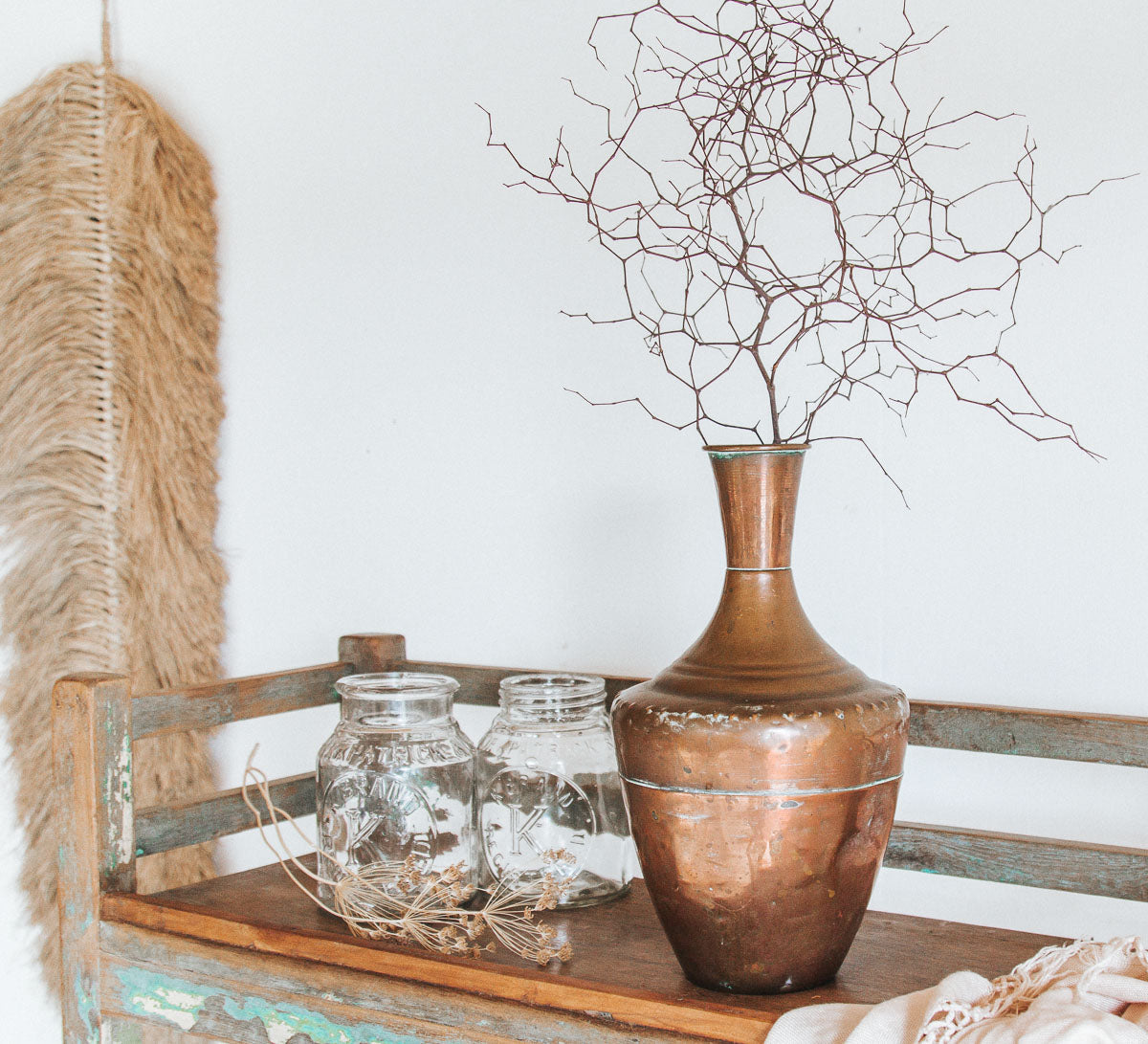 vintage bohemian copeer vessel vase