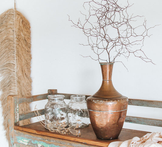 vintage bohemian copeer vessel vase