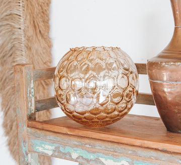 vintage boho retro ambergold candle holder lamp