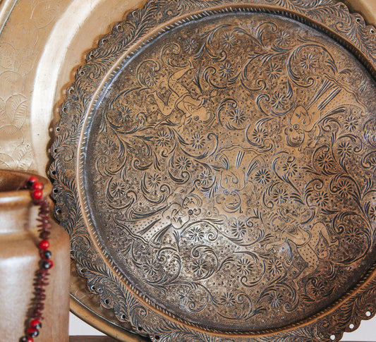 Vintage Ethnic Brass Tray