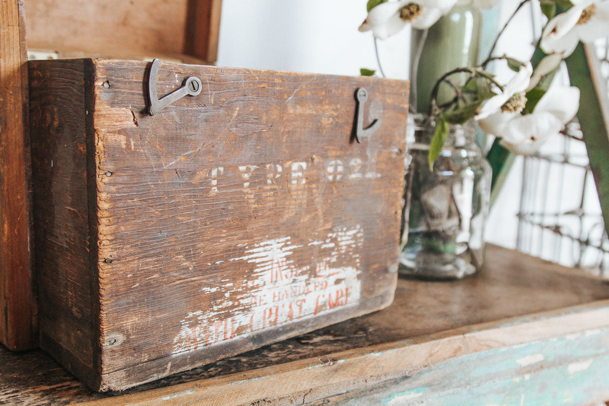 vintage wooden storage box