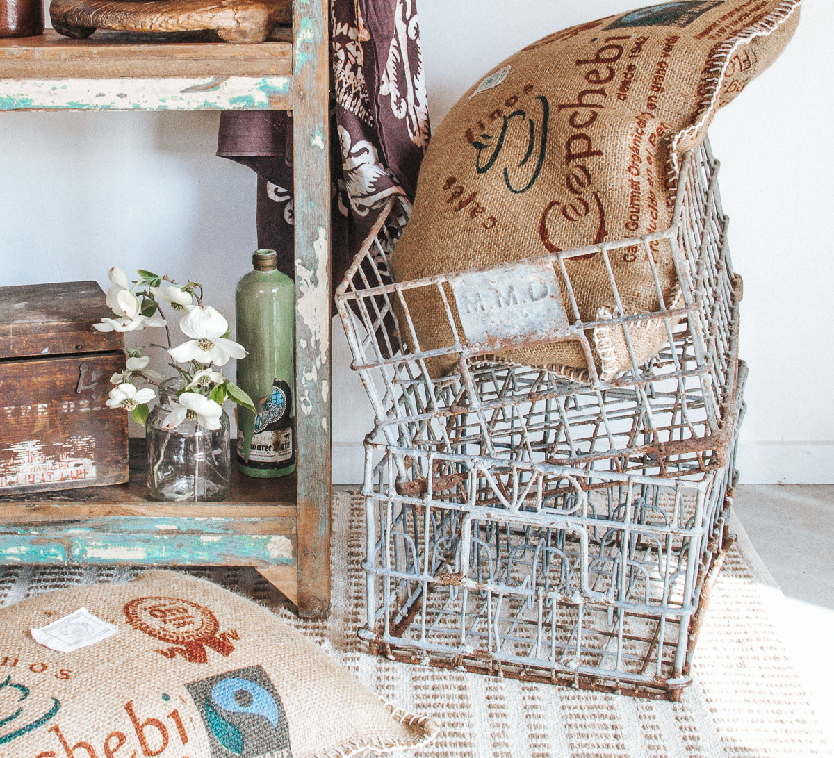 vintage metal industrial milk crate