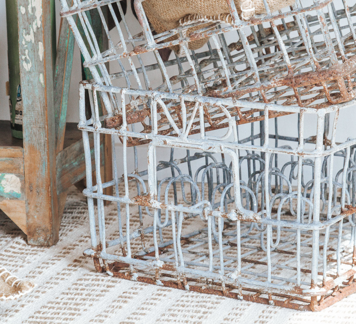 vintage metal industrial milk crate