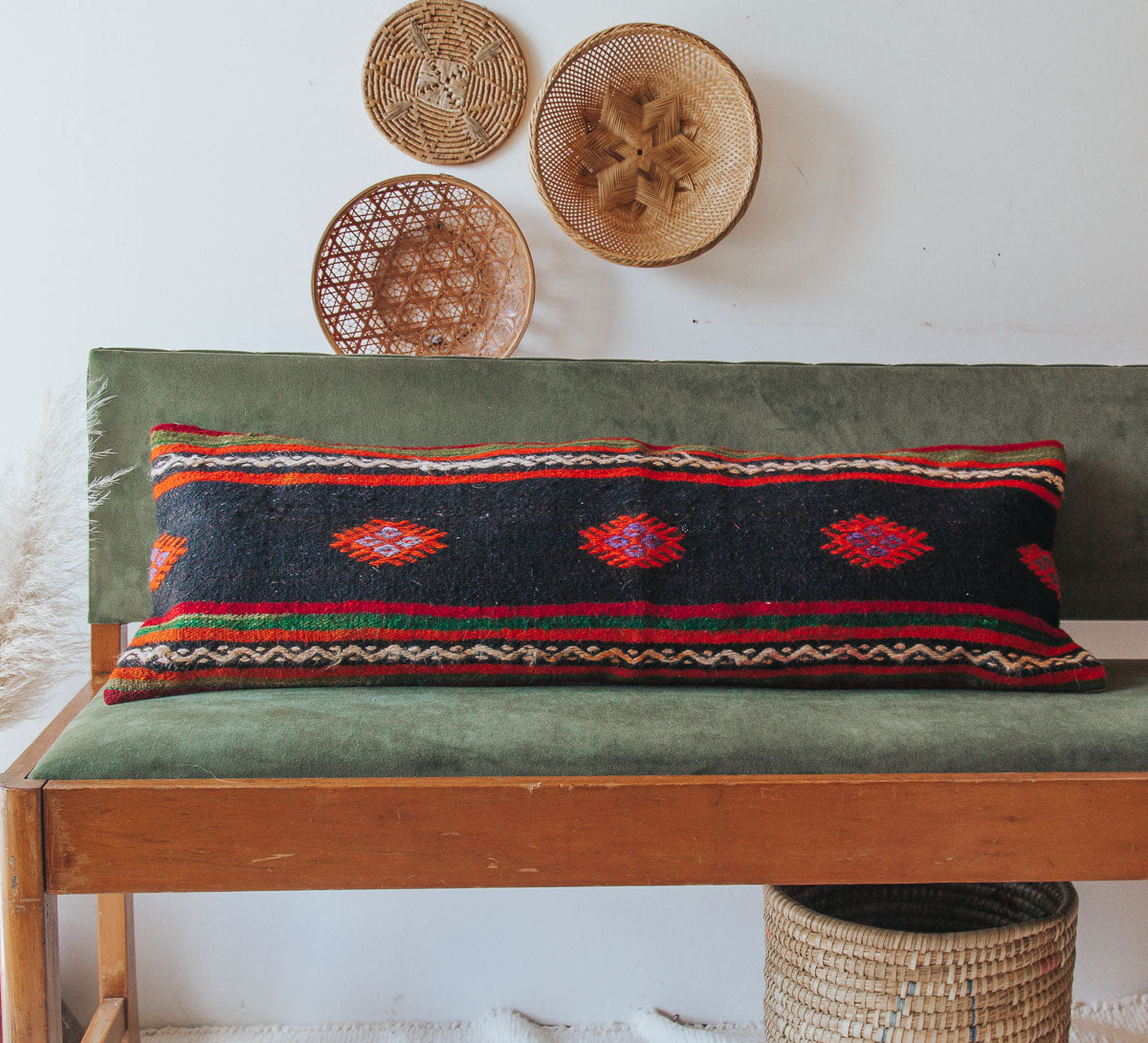 vintage boho turkish kilim lumbar cushion pillow