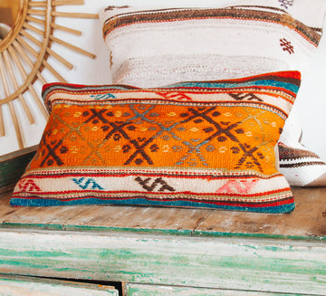 vintage turkish kilim lumbar cushion pillow