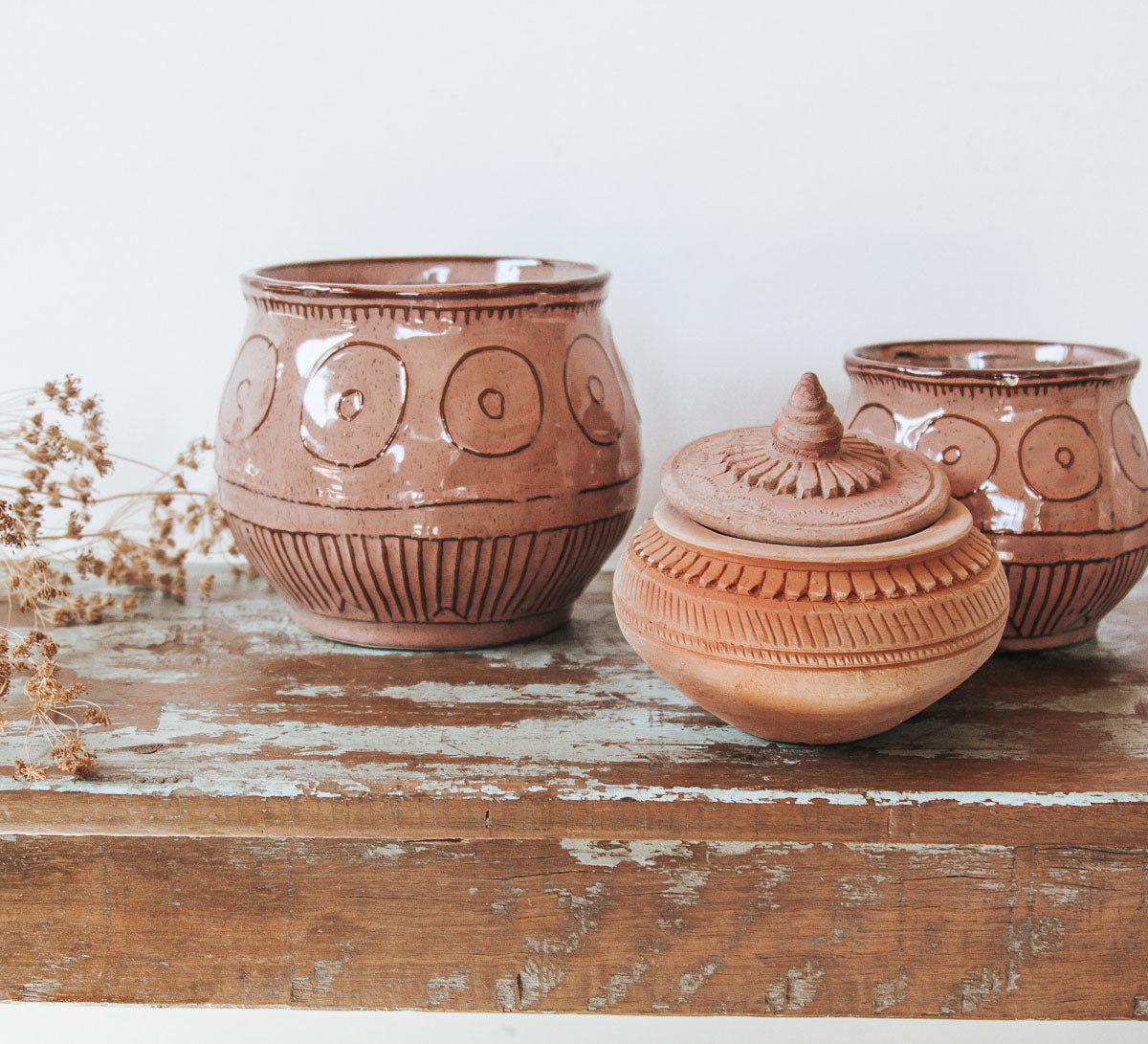 boho rustic terracotta bowl with lid by madam stoltz